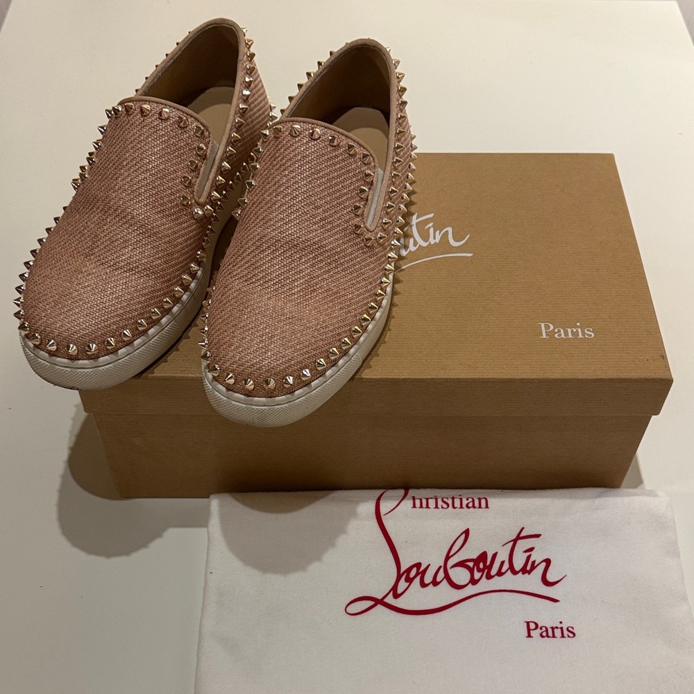 Christian Louboutin Pik Boat Flat Spiked Slip-On Sneakers size 37